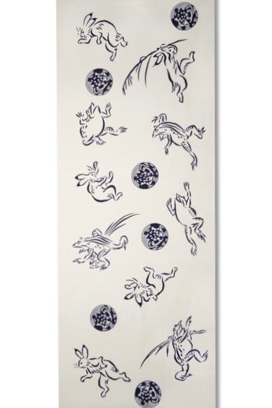 鳥獣戯画てぬぐい 「高山寺公認」 白 Hamaichiya Kozan-ji Temple white kokiriyama