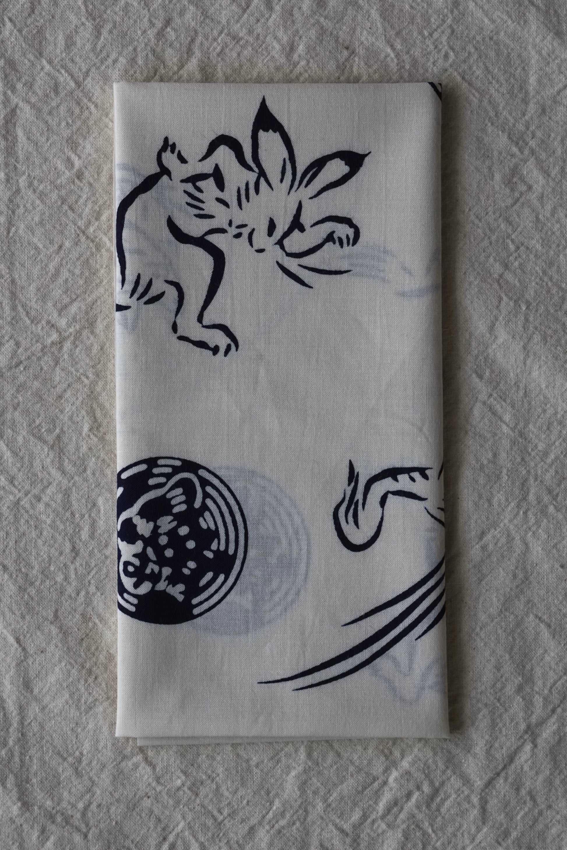 鳥獣戯画てぬぐい 「高山寺公認」 白 Hamaichiya Kozan-ji Temple white kokiriyama