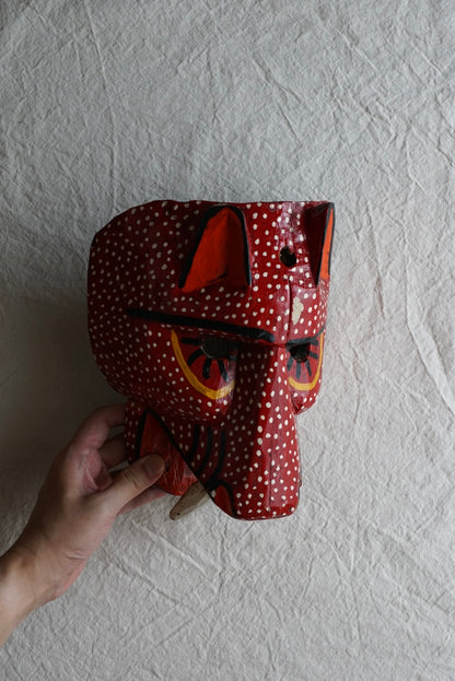 MASK Red leopard mask, wooden, retro