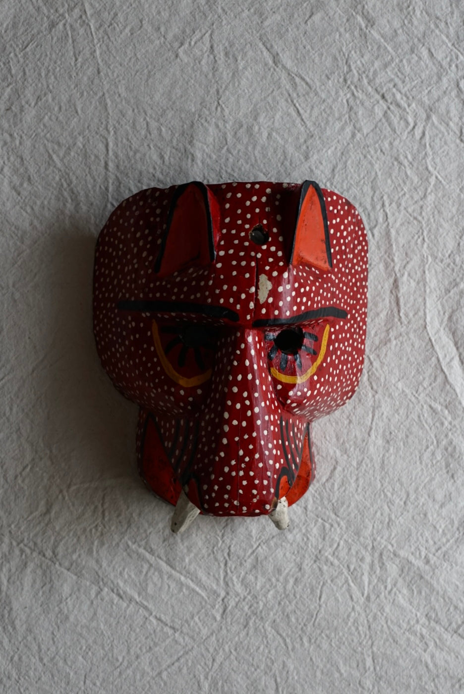 MASK Red leopard mask, wooden, retro