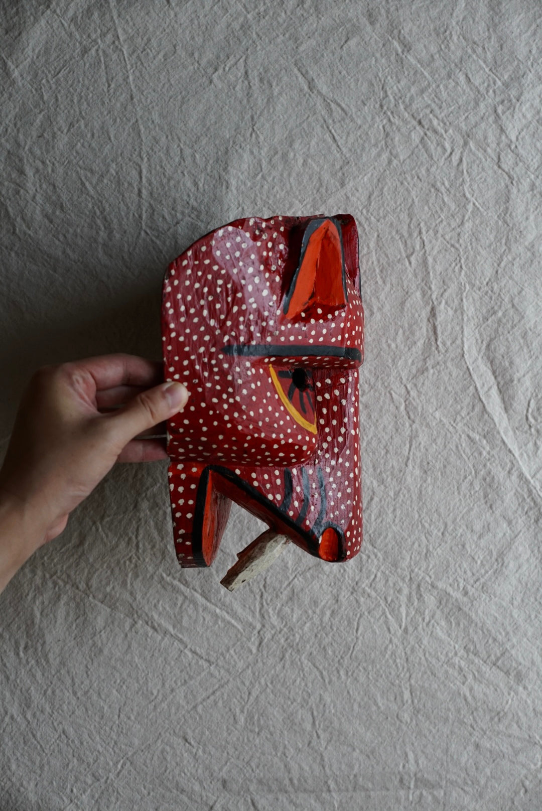 MASK Red leopard mask, wooden, retro