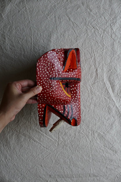 MASK Red leopard mask, wooden, retro